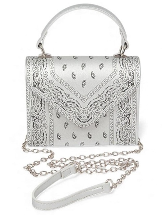 Silver Rhinestone Embellished Belt with Mini Metallic Bandana bag main image 9